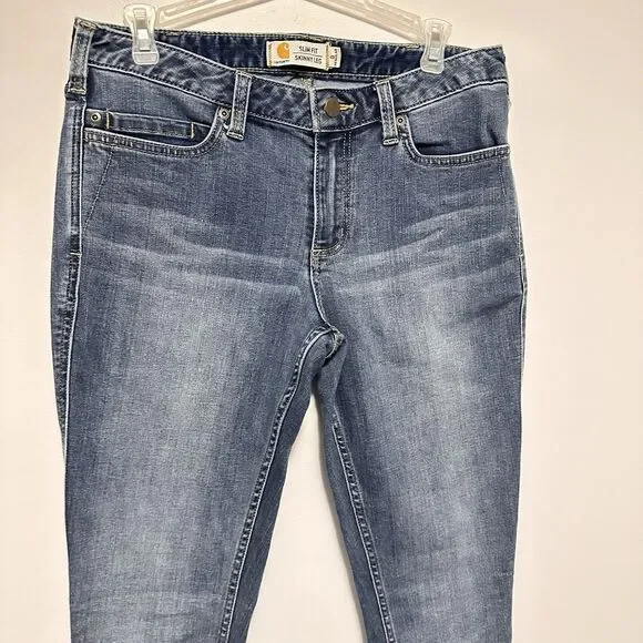 Womens Carhartt Layton Slim Fit Skinny Leg Denim Jeans 8 Regular Western Work - Picture 2 of 9